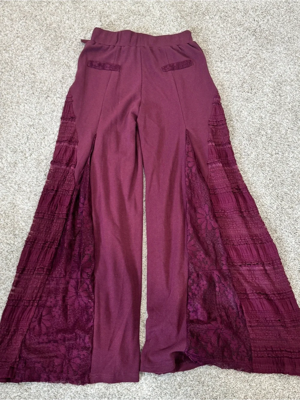 POL Thermal Lace Mix Wide Leg Pants NWOT Small Boho Romantic - Picture 8 of 10